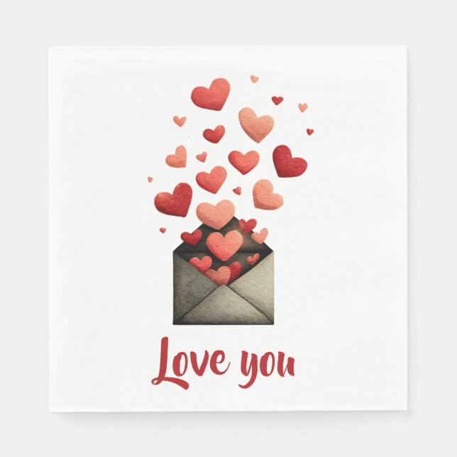 Guardanapo De Papel Love You Valentine Envelope Design (Frente)