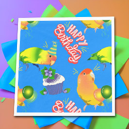 Guardanapo De Papel Lovebird Blue Pet Bird Theme Festa