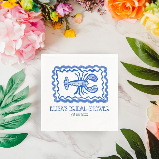 Guardanapo De Papel LoveNotes de Chá de panela PERSONALIZADO de Lagost (LoveNotes from Sea Lobster CUSTOM Bridal Shower Napkins
)