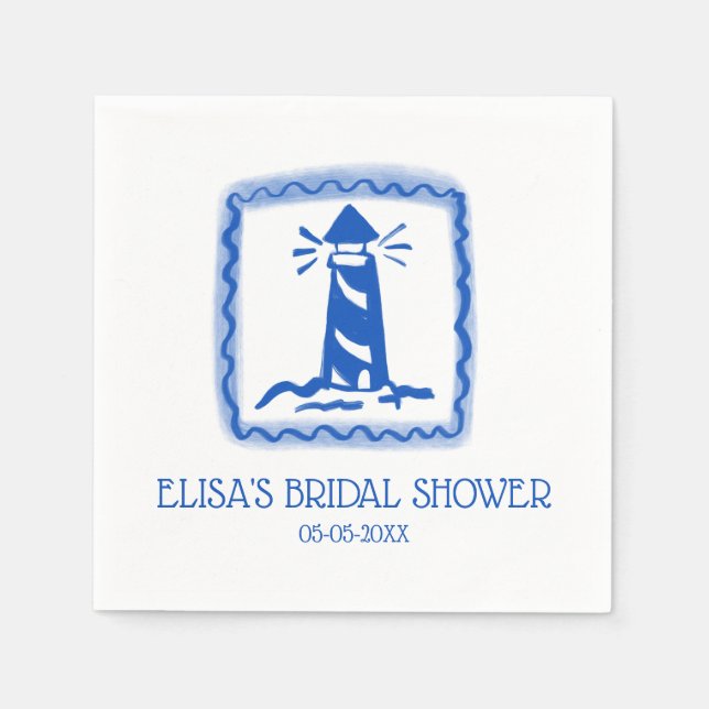Guardanapo De Papel LoveNotes do Chá de panela PERSONALIZADO do farol  (Frente)