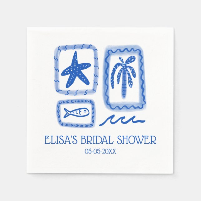 Guardanapo De Papel LoveNotes do Chá de panela PERSONALIZADO Sea Cute  (Frente)