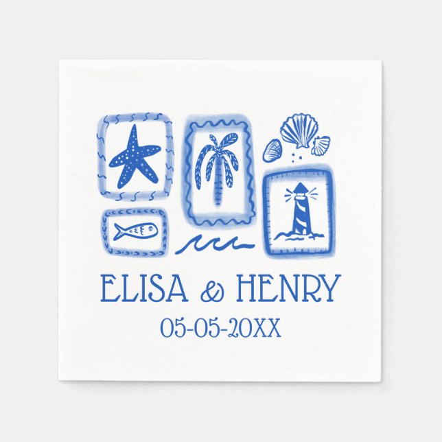 Guardanapo De Papel LoveNotes from Sea Cute Beach CUSTDING (Frente)