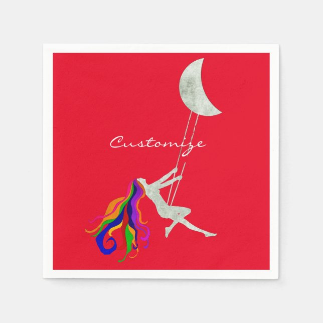 Guardanapo De Papel Lua balançando cabeça vermelha Thunder_Cove (Frente)