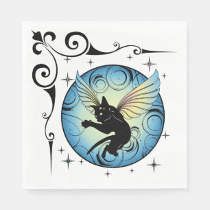 Guardanapo De Papel Lua de Gato Cósmico e estrelas