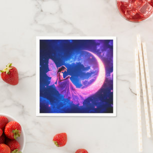 Guardanapo De Papel Lua-de-lua-fada-rosa, magia fofa