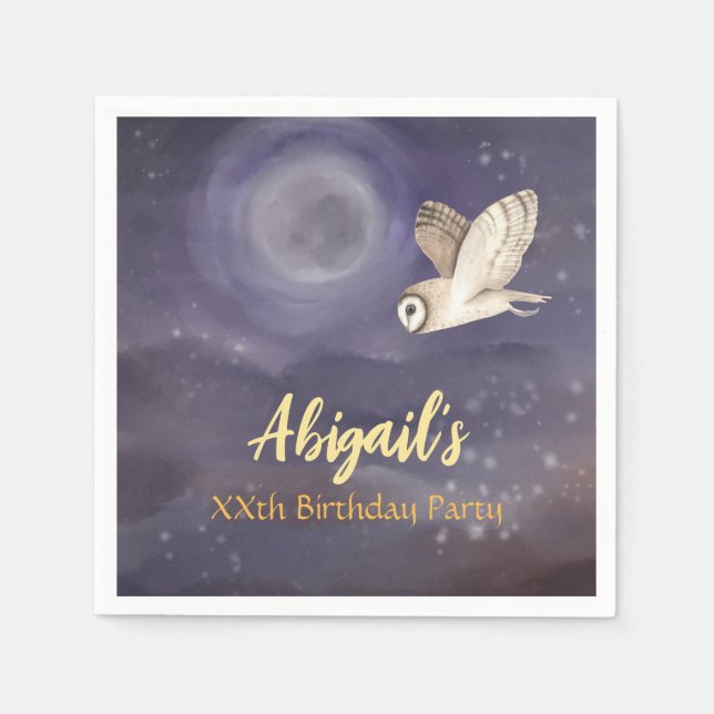 Guardanapo De Papel Lua e Coruja Completas Personalizadas da festa de  (Frente)