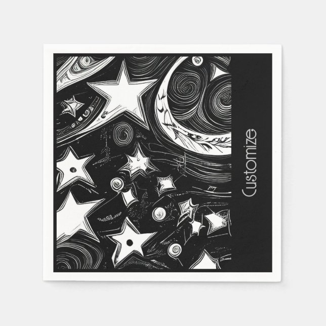 Guardanapo De Papel Lua E Estrelas Abstrato personalizadas (Frente)