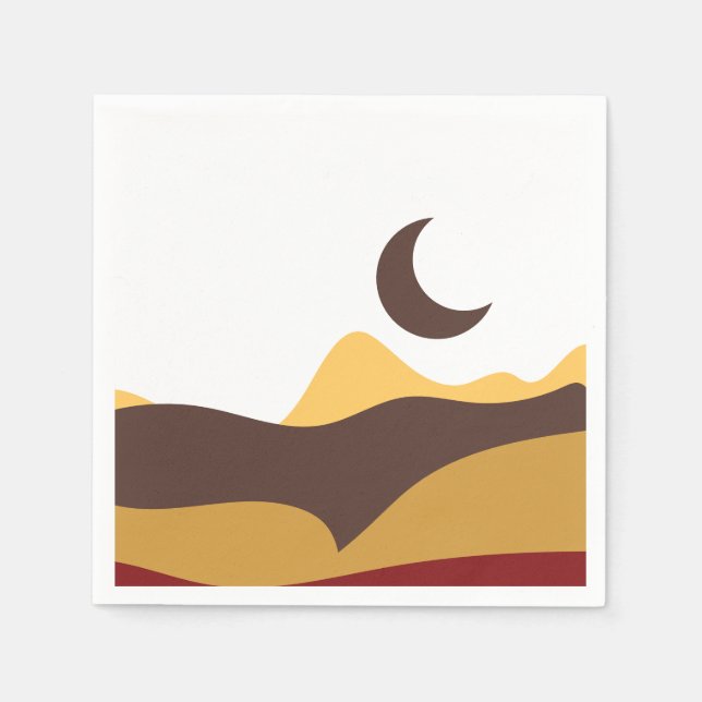 Guardanapo De Papel Lua Retro Boho (Frente)