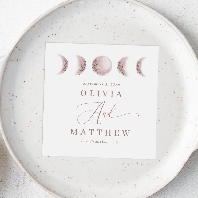 Guardanapo De Papel Lua Soft Blush | Casamento de Script Elegante e De (Criador carregado)