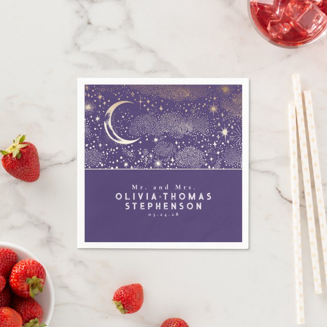 Guardanapo De Papel Lua Stars Night Sky Mística Romântica (Insitu)