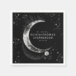 Guardanapo De Papel Lua Stars Night Sky Mística Romântica Napkins