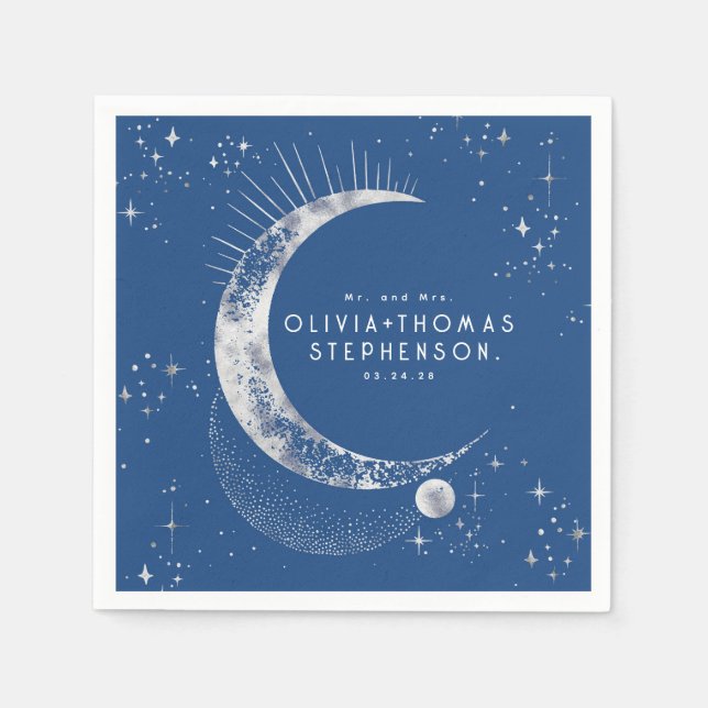Guardanapo De Papel Lua Stars Night Sky Mística Romântica Napkins (Frente)