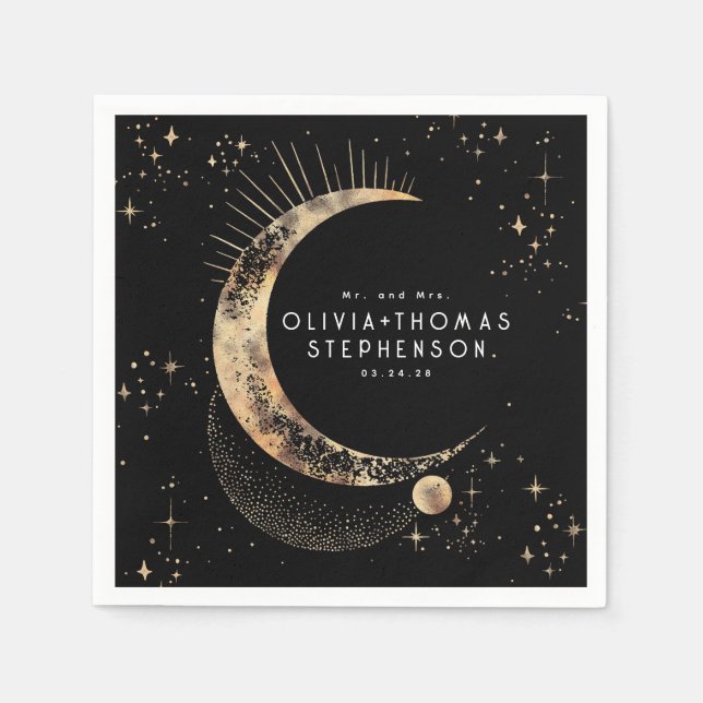 Guardanapo De Papel Lua Stars Night Sky Mística Romântica Napkins (Frente)