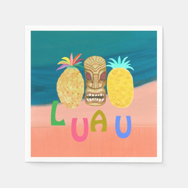 Guardanapo De Papel Luau Tiki de Abacaxi Ocean (Frente)