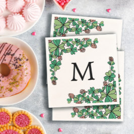 Guardanapo De Papel Lucky Charm Clover Pink Flowers Monograma