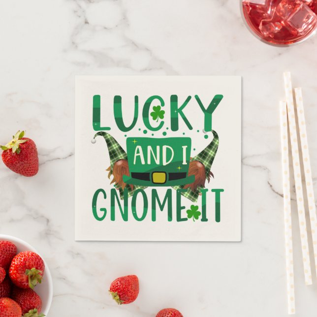 Guardanapo De Papel Lucky & I Gnome It Dia de São Patrício Party Cocta (Insitu)
