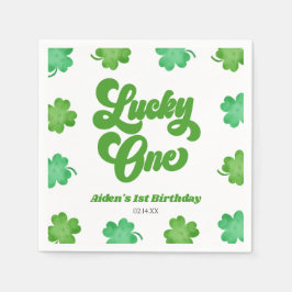 Guardanapo De Papel Lucky One Green Shamrock Clover 1st Birthday Party