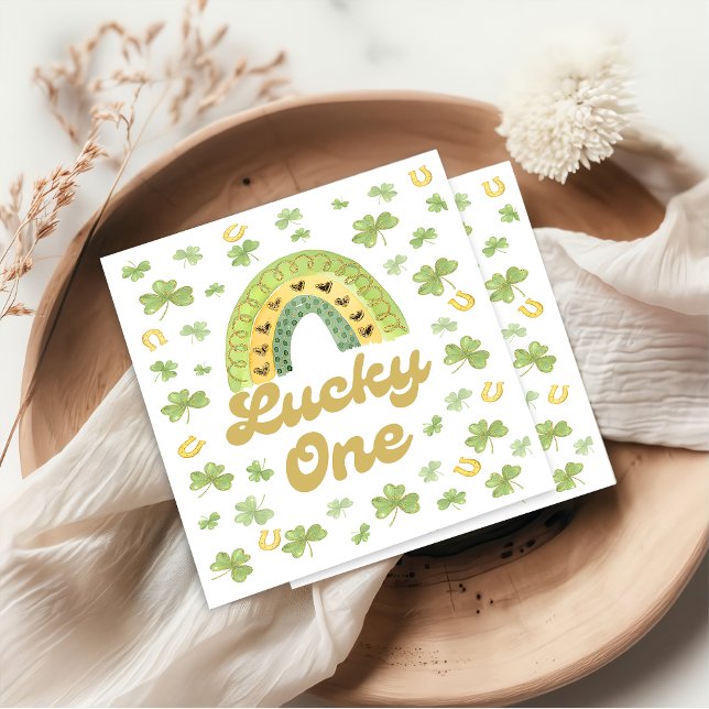 Guardanapo De Papel Lucky One Rainbow Birthday Shamrock Napkins (Criador carregado)