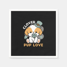 Guardanapo De Papel Lucky Pup com Clover - Rua. Presente no Dia de Pat