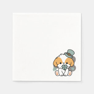 Guardanapo De Papel Lucky Pup com Clover - Rua. Presente no Dia de Pat