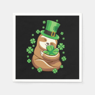 Guardanapo De Papel Lucky Sloth Leprechaun Hat Shamroc