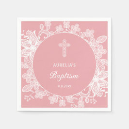 Guardanapo De Papel Lugar Branco sobre Batismo Rosa