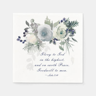 Guardanapo De Papel Luke 2:14 "Glória a Deus", Natal Branco