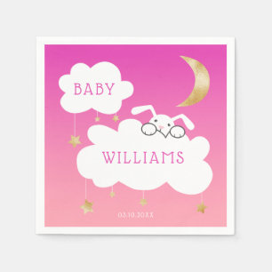 Guardanapo De Papel Lullaby Bunny Chá de fraldas Rosa Dourado