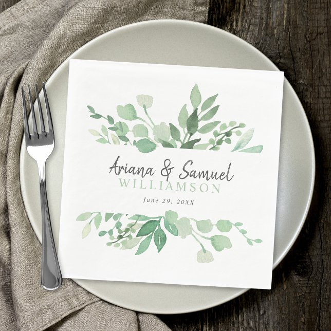 Guardanapo De Papel Lush Greenery Wedding Napkin (Criador carregado)