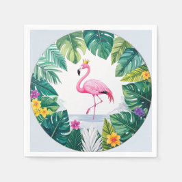 Guardanapo De Papel Lush Leafy | Tropical de Flamingo Rosa Elegante