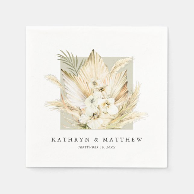 Guardanapo De Papel Lush Pampas Grass Classy Boho Wedkins Napkins (Frente)