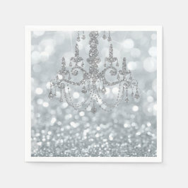 Guardanapo De Papel Lustre Prata Branco Brilho Bokeh Glamour Arandela 