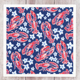Guardanapo De Papel Lustre Preppy Flor de Lagosta Vermelho Marinho Pad
