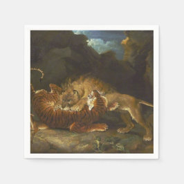 Guardanapo De Papel Luta entre um Leão e um Tigre (por James Ward)