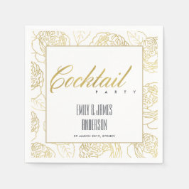 GUARDANAPO DE PAPEL LUXE FALSO OURO ELEGANTE FLORAL ROSA FESTA DE COQU