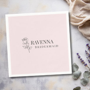 Guardanapo De Papel Luxo Arte de Linha Rosa Bege Personalizado Nome