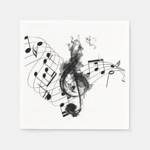 Guardanapo De Papel Luxo da nota da música preto e branco