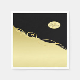 Guardanapo De Papel Luxo decorativo em ouro sobre dourado e preto, Mon