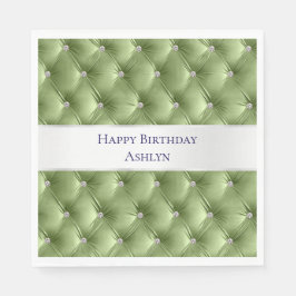 Guardanapo De Papel Luxo Glam Verde Sage Faux Veludo