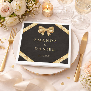 Guardanapo De Papel Luxo Preto e Dourado Arco Dourado Casamento