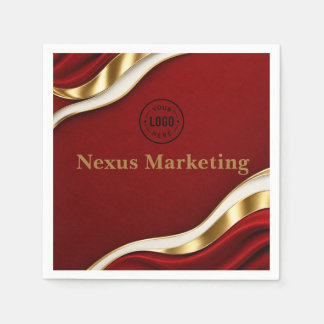 Guardanapo De Papel Luxo Vermelho Carmesim Dourado Fita Corporativo Fe