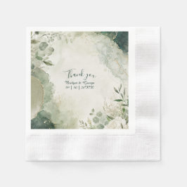 Guardanapo De Papel Luxuoso Colagem Floral de Casamento Esmeralda Sage