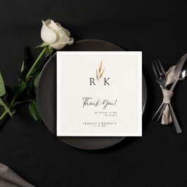 Guardanapo De Papel Luxuoso Monograma Floral Dourado Obrigada Casament