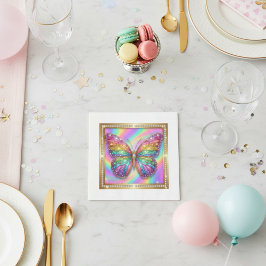 Guardanapo De Papel Luxury Rainbow Glitter Butterfly Party Paper