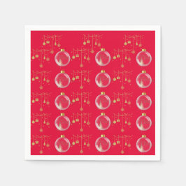 Guardanapo De Papel Luxury Red and Gold Bauble Christmas
