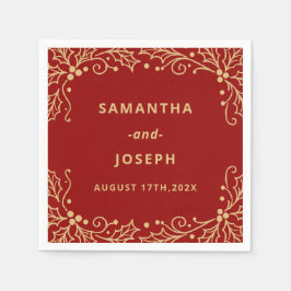 Guardanapo De Papel Luxury Red & Antique-Gold Wedding