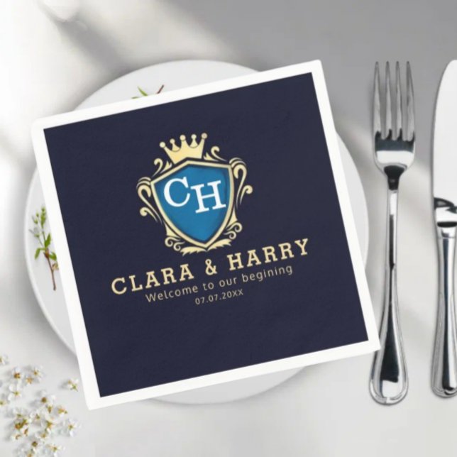 Guardanapo De Papel Luxury romantic champagne gold elegant monogrammed (Criador carregado)