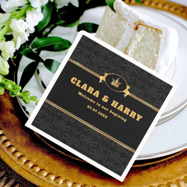 Guardanapo De Papel Luxury romantic gold calligraphy flourish wedding  (Criador carregado)