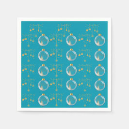 Guardanapo De Papel Luxury Teal Blue & Gold Bauble Christmas