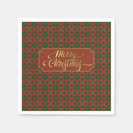 Guardanapo De Papel Luxury Vintage Dourado e Natal Vermelho